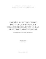 prikaz prve stranice dokumenta Financijske institucije i djelokrug rada Hrvatske narodne banke