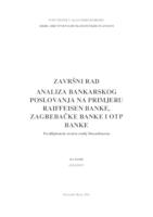 prikaz prve stranice dokumenta ANALIZA BANKARSKOG POSLOVANJA NA PRIMJERU RAIFFEISEN BANKE, ZAGREBAČKE BANKE I OTP BANKE