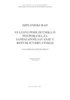 prikaz prve stranice dokumenta STAVOVI PODUZETNIKA O POTPORAMA ZA SAMOZAPOŠLJAVANJE U REPUBLICI HRVATSKOJ