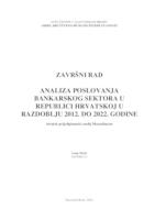 prikaz prve stranice dokumenta ANALIZA POSLOVANJA BANKARSKOG SEKTORA U REPUBLICI HRVATSKOJ U RAZDOBLJU 2012. DO 2022. GODINE