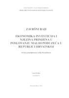 prikaz prve stranice dokumenta EKONOMIKA INVESTICIJA I NJEZINA PRIMJENA U POSLOVANJU MALIH PODUZEĆA U REPUBLICI HRVATSKOJ