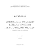 prikaz prve stranice dokumenta Komunikacija u organizaciji kao ključ uspješnosti obavljanja radnih zadataka