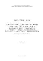 prikaz prve stranice dokumenta IDENTIFIKACIJA PREPREKA KOJE OMETAJU UKLJUČIVANJE U ZDRAVSTVENO USMJERENU TJELESNU AKTIVNOST POTROŠAČA