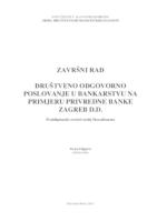 prikaz prve stranice dokumenta Društveno odgovorno poslovanje u bankarstvu na primjeru Privredne banke Zagreb